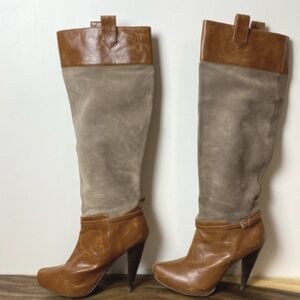 Knee High Suede Leather Two Tone Equestrian Boot 7.5 - Colin Stuart